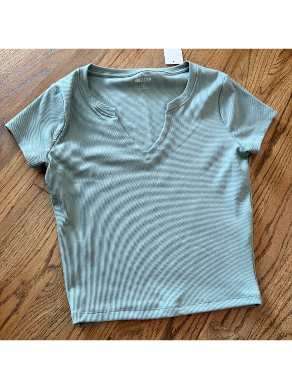 Hollister Womens Green Ribbed Shirt New Size small